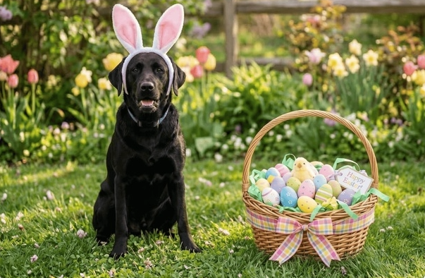 Easter Dog with Bunny Ears