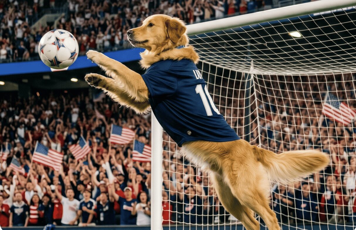 Soccer Goalie Dog Kickoff