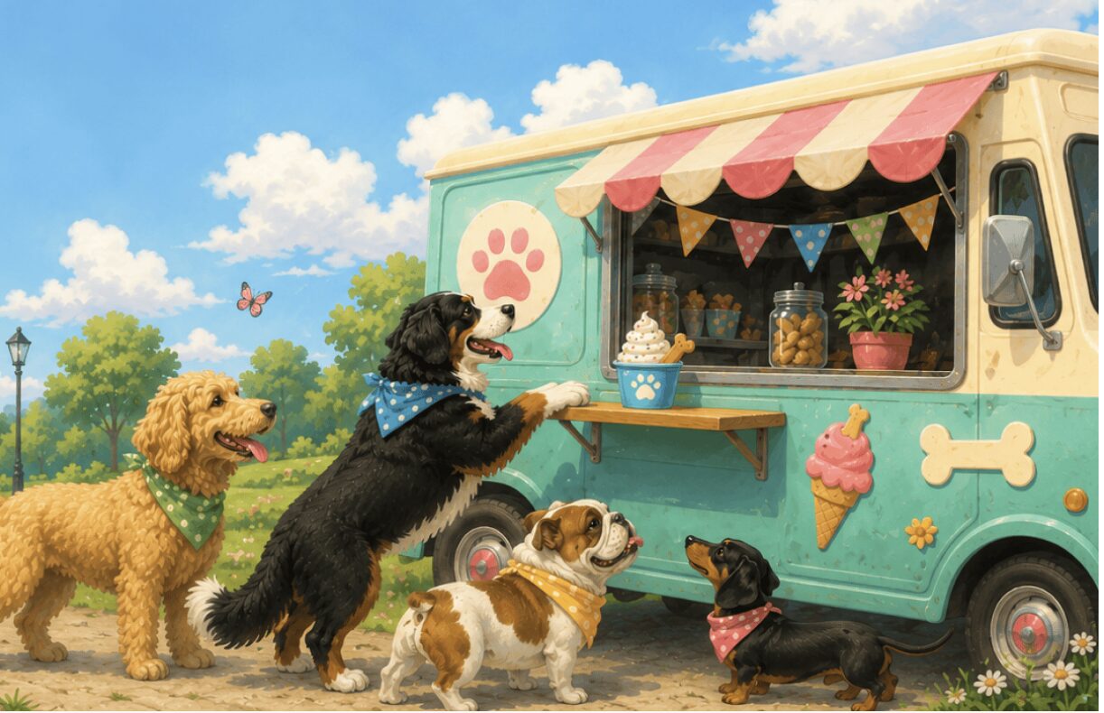 Dogs at Ice Cream Truck