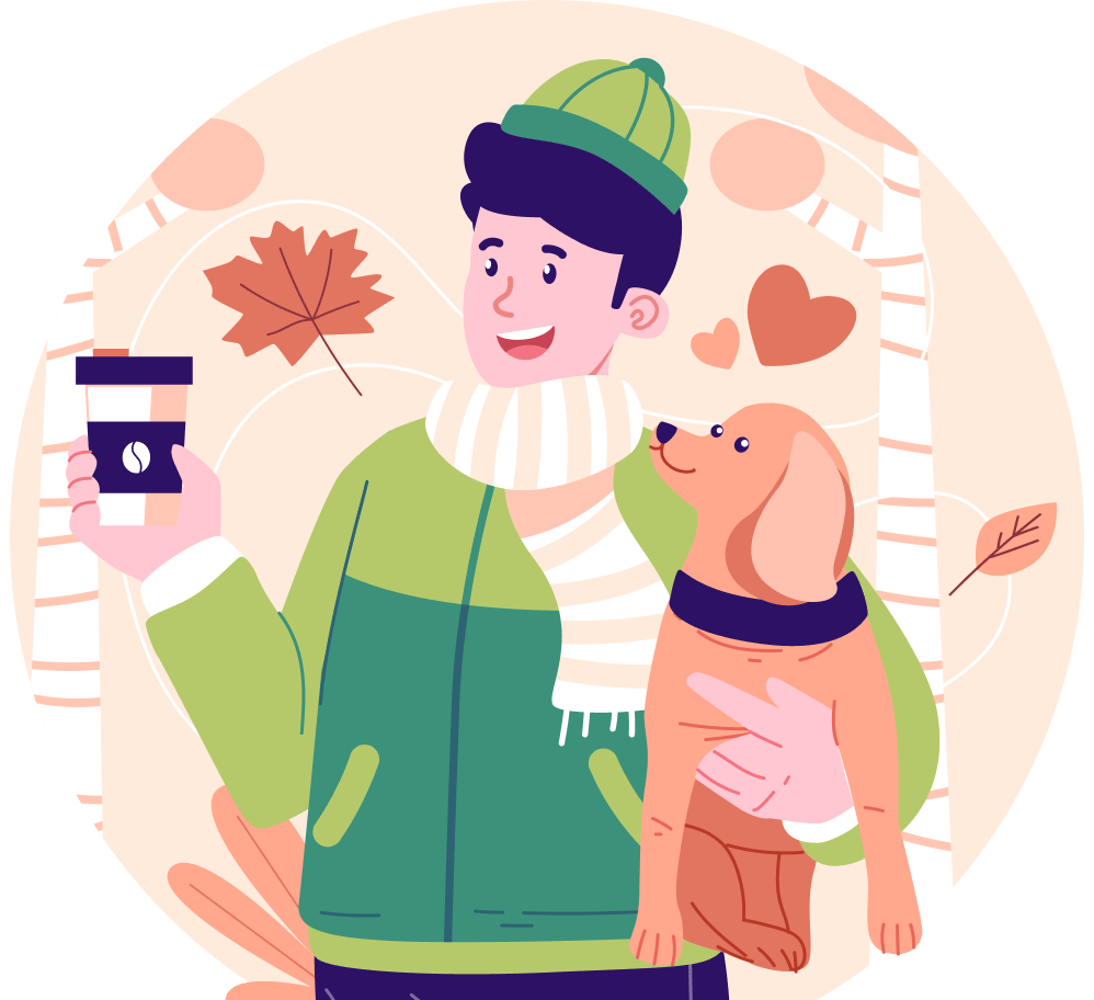 Pumpkin Spice Dog Illustration